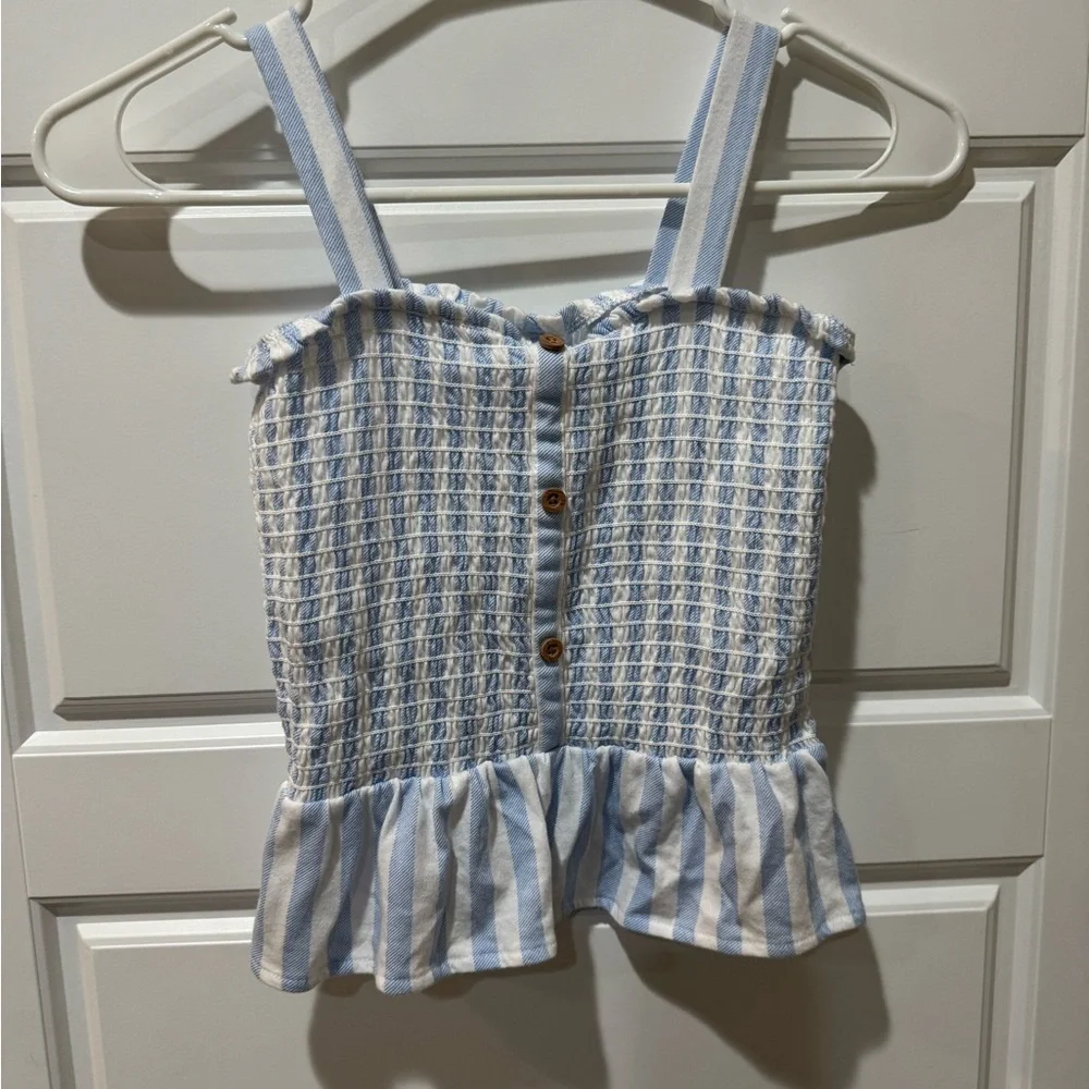 Old Navy Light Blue and White Textured Top